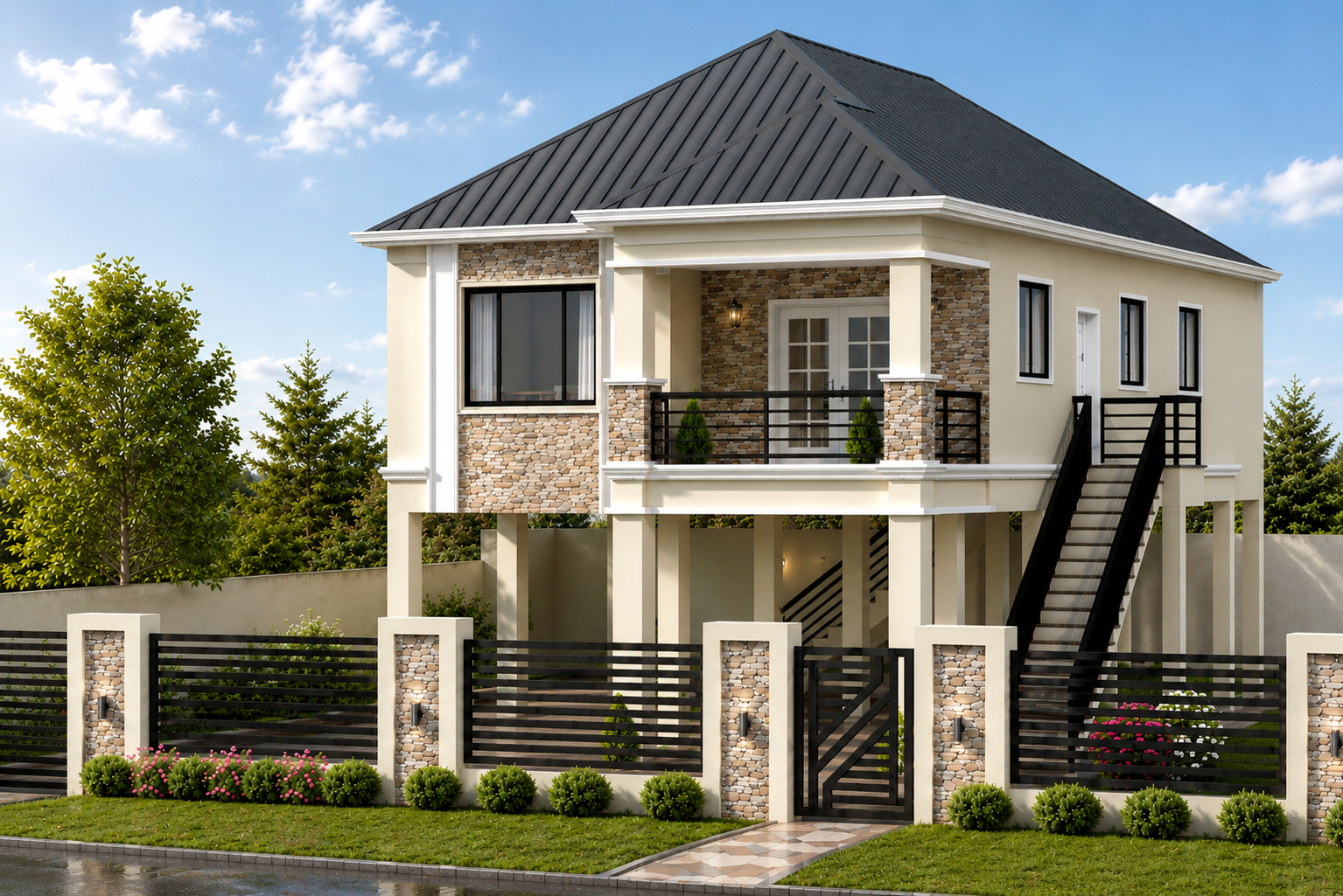 Stonecrest house plan exterior design by PLANITALE